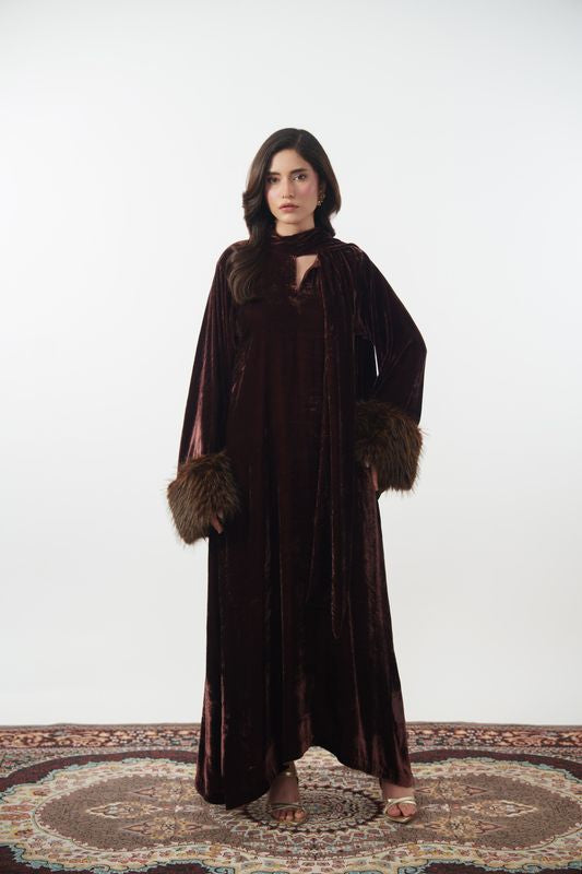 Fur Kaftan with attached scarf