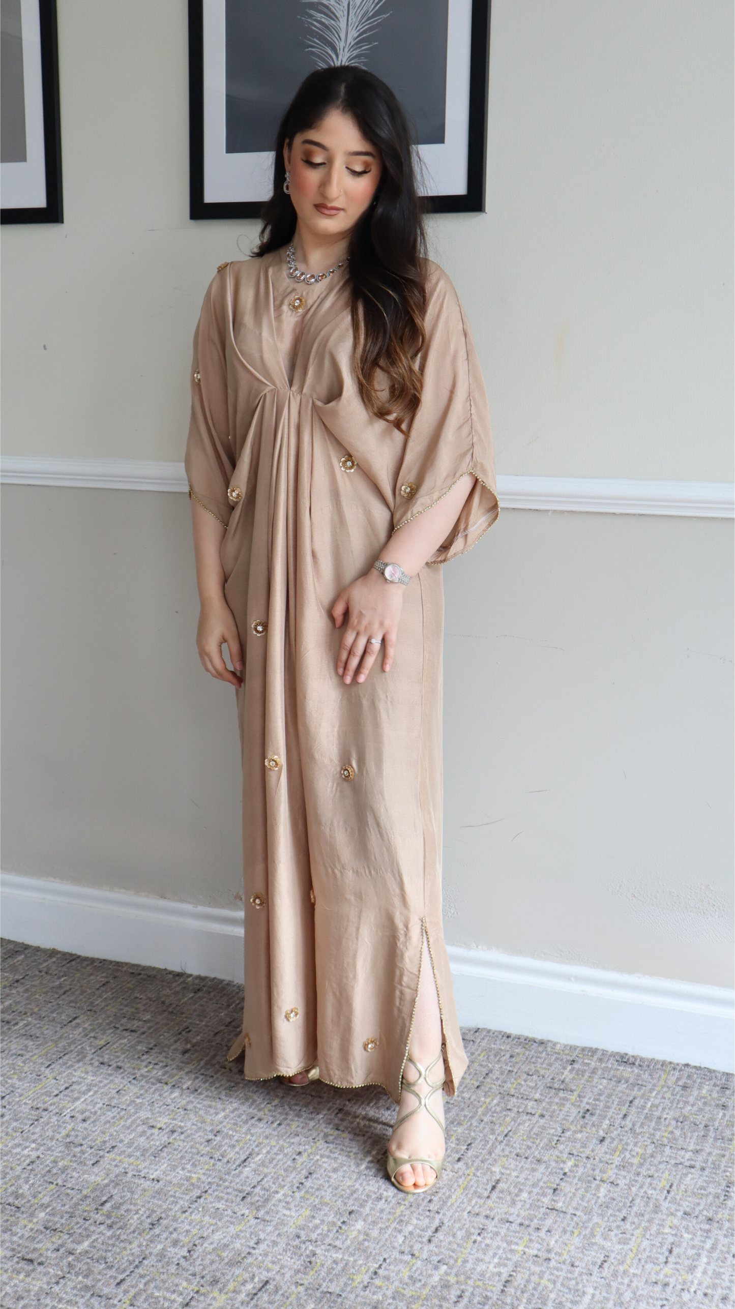 Pure Silk Champagne Gold Kaftan