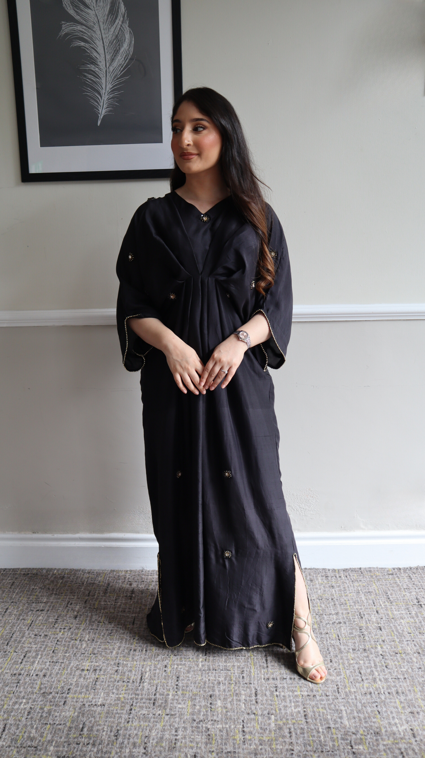 Pure Silk Black Kaftan