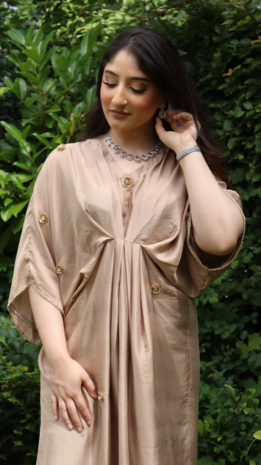 Pure Silk Champagne Gold Kaftan