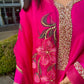 Hot Pink Embellished Silk Set