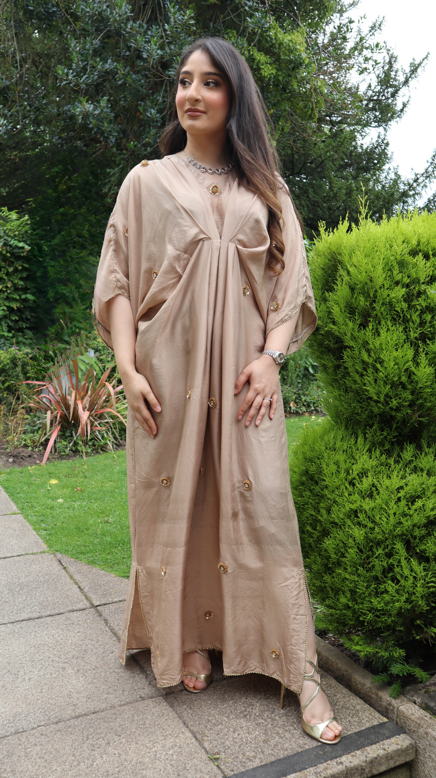 Pure Silk Champagne Gold Kaftan