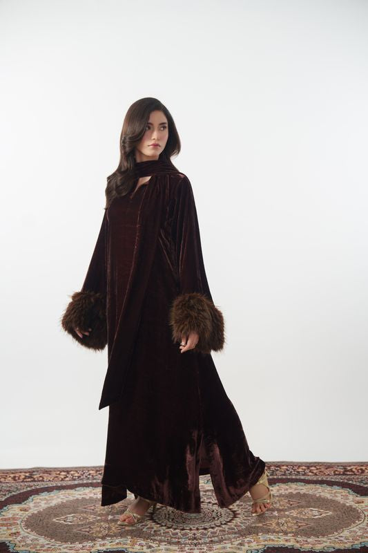Fur Kaftan with attached scarf