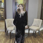 Pure velvet kaftan with sheer neckline