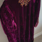 Velvet formal with cutwork neckline