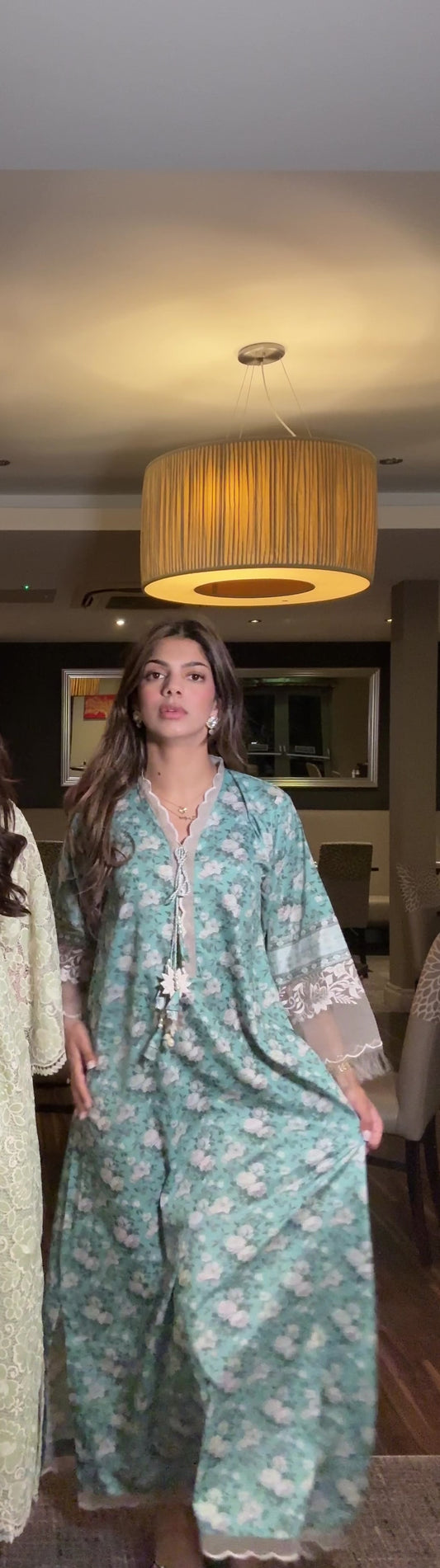 Aqua floral KAFTAN