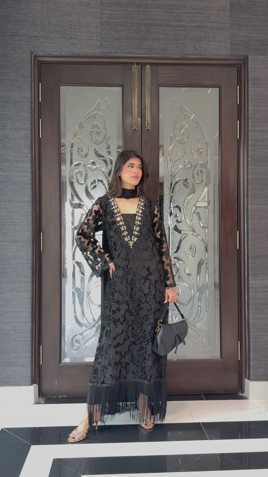 Black Fringe Set