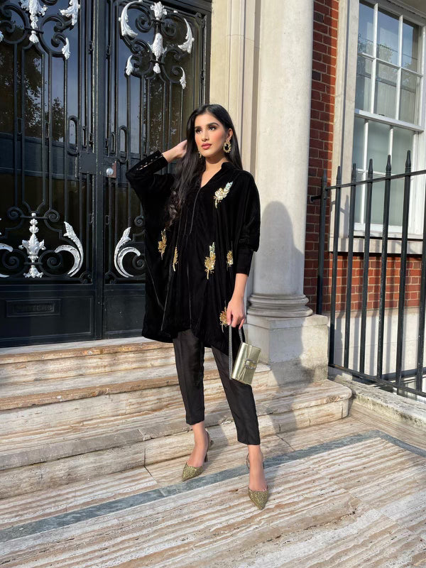 Velvet Feather Suit (2 Piece) – mor-by-mahnoor-ali